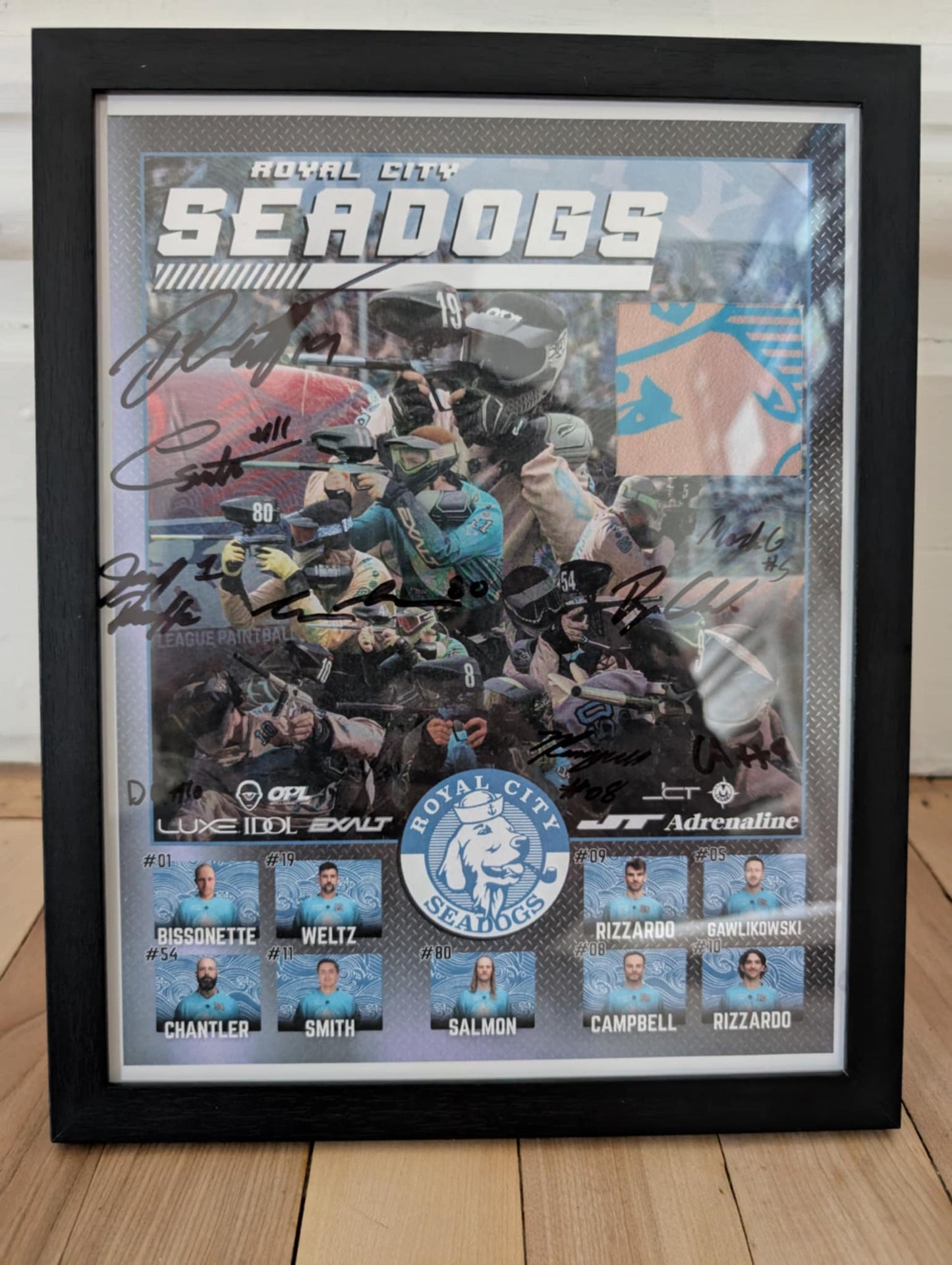 Seadogs Autographed poster w/ Game worn Jersey Patch