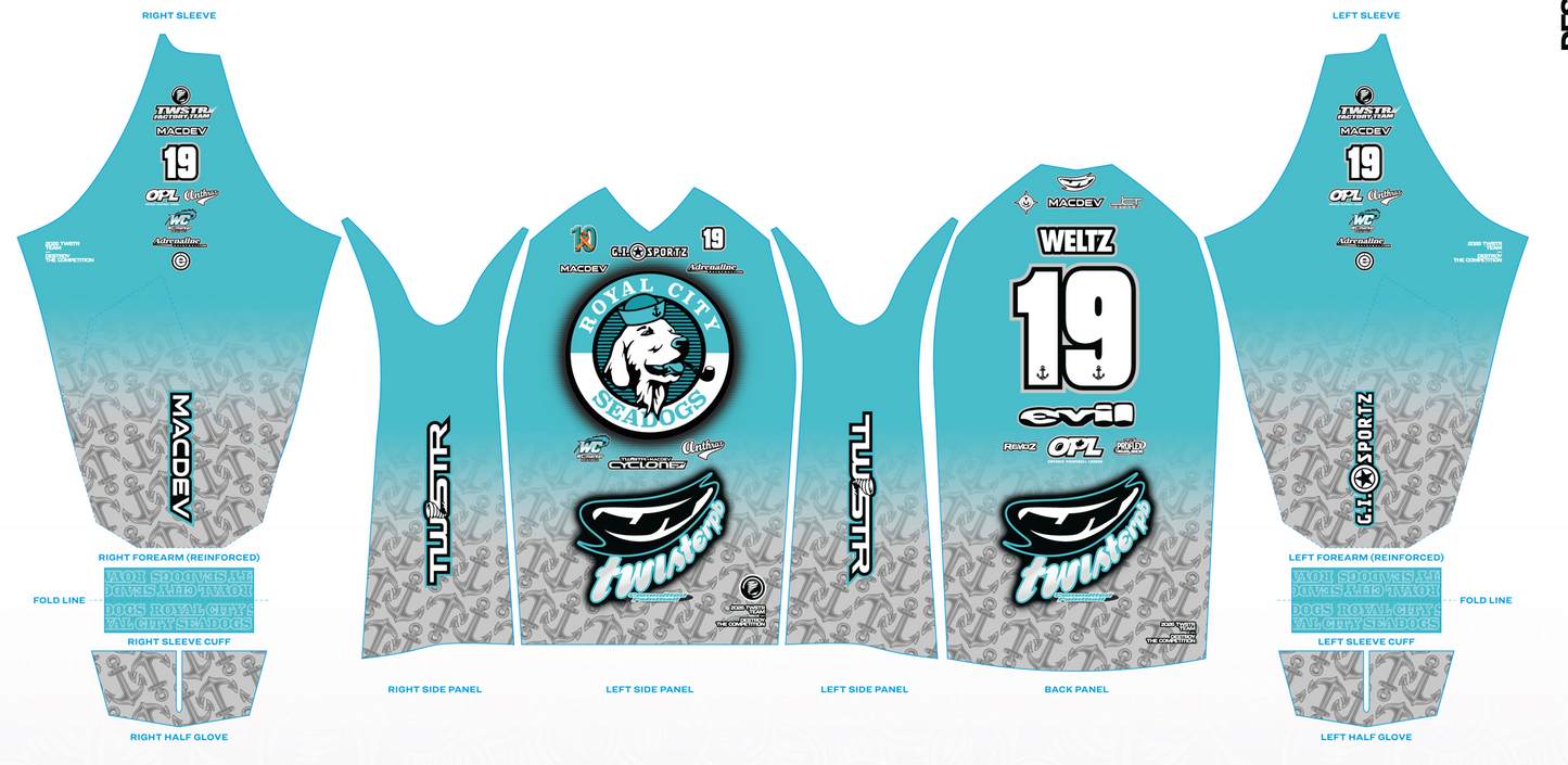 2026 Royal City Seadogs TWSTR Teal/Grey Pro Jersey