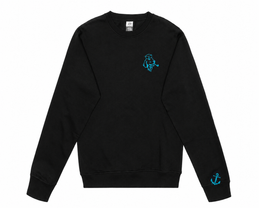 blue logo crew neck